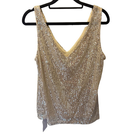 NWOT Glam Sequin V-Neck Tank Top | S/M | Cocktail Party Sparkle - Picture 2 of 7